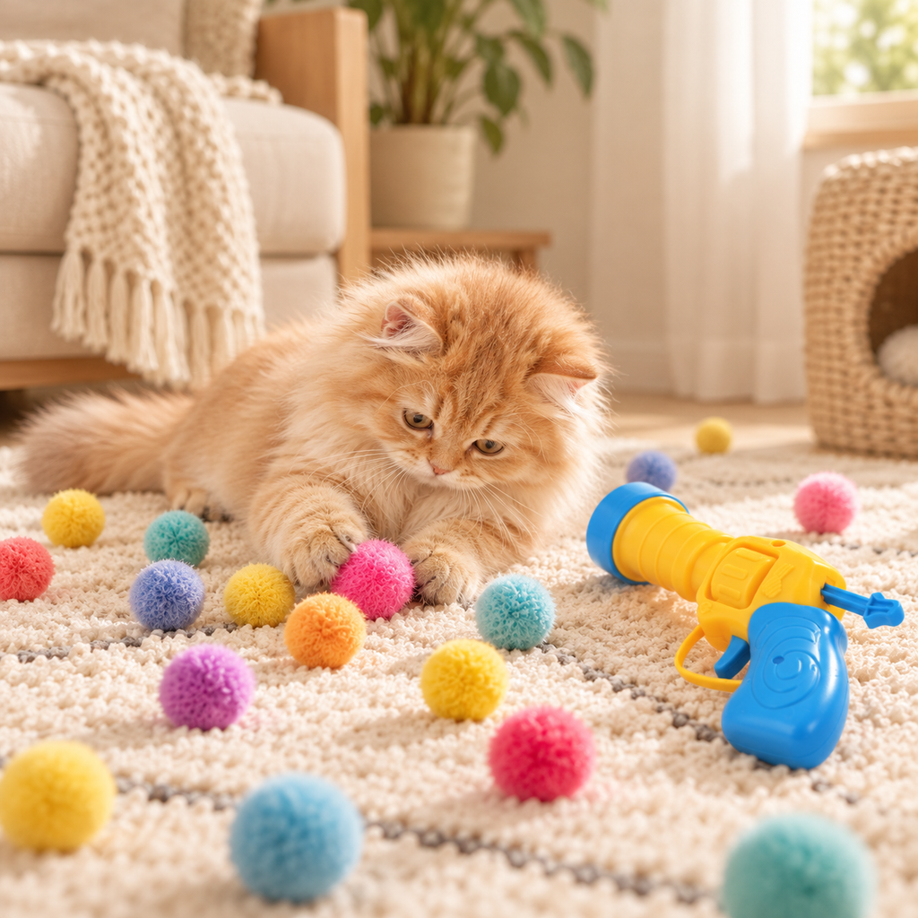 Lance-pompons interactif pour chat - vue produit