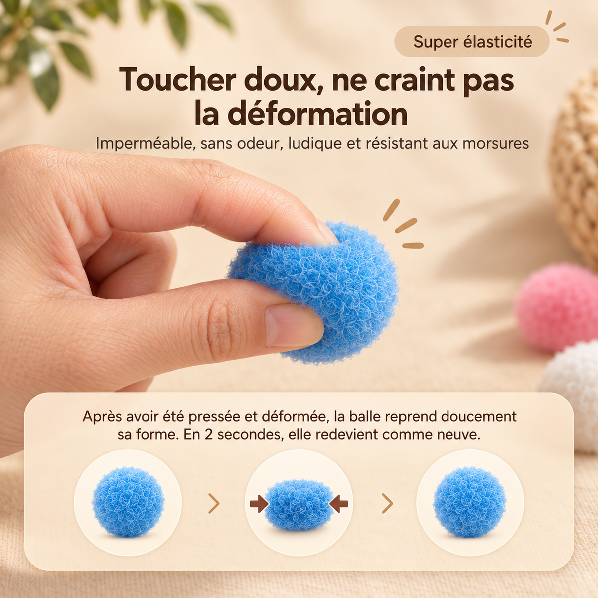 Jouet lance-pompons pour chat en situation de jeu