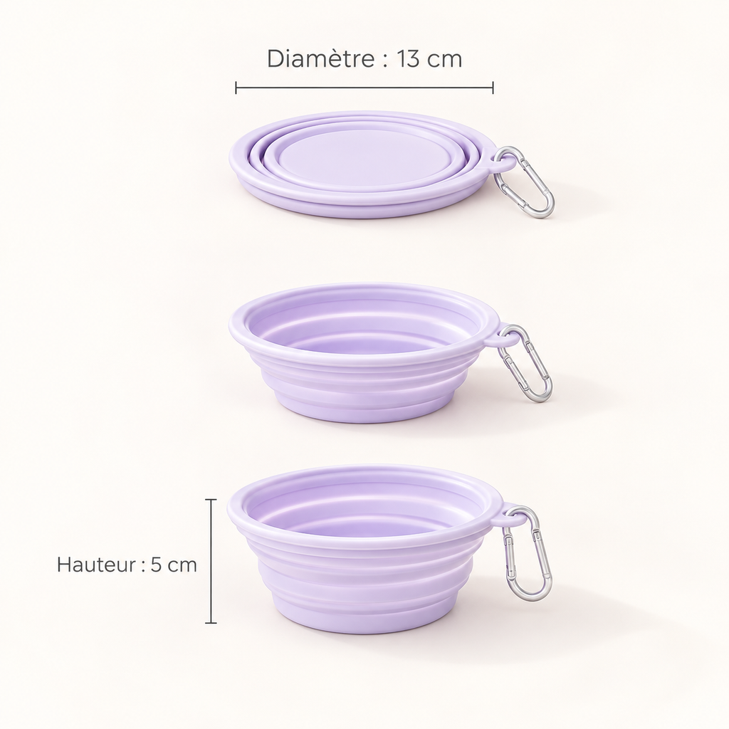 Gamelle pliable pour chat facile à transporter