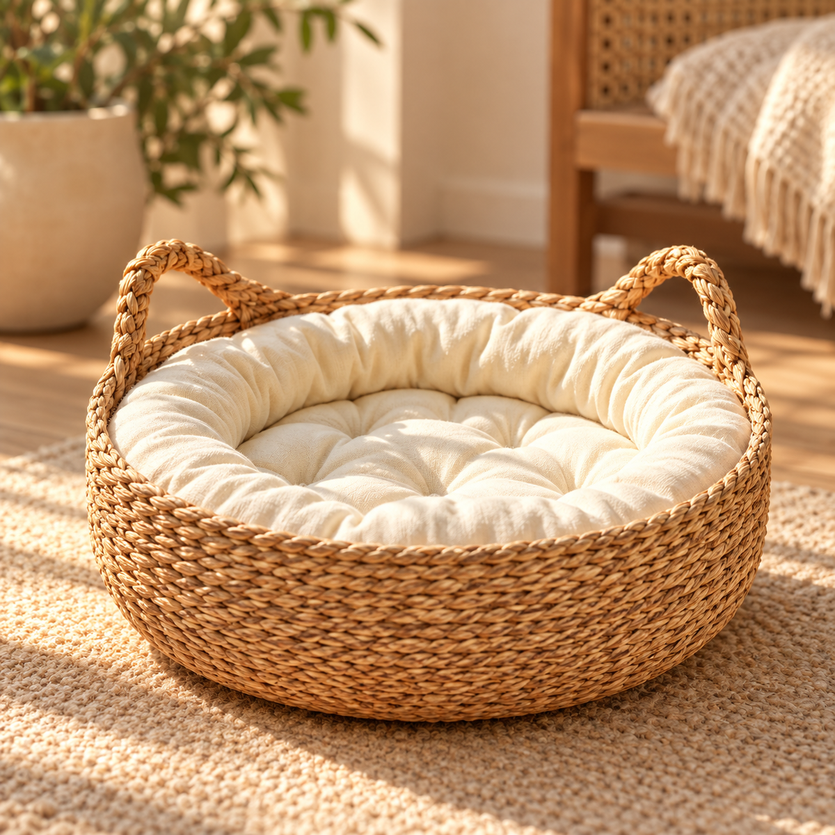Panier tressé confortable pour chat - vue produit