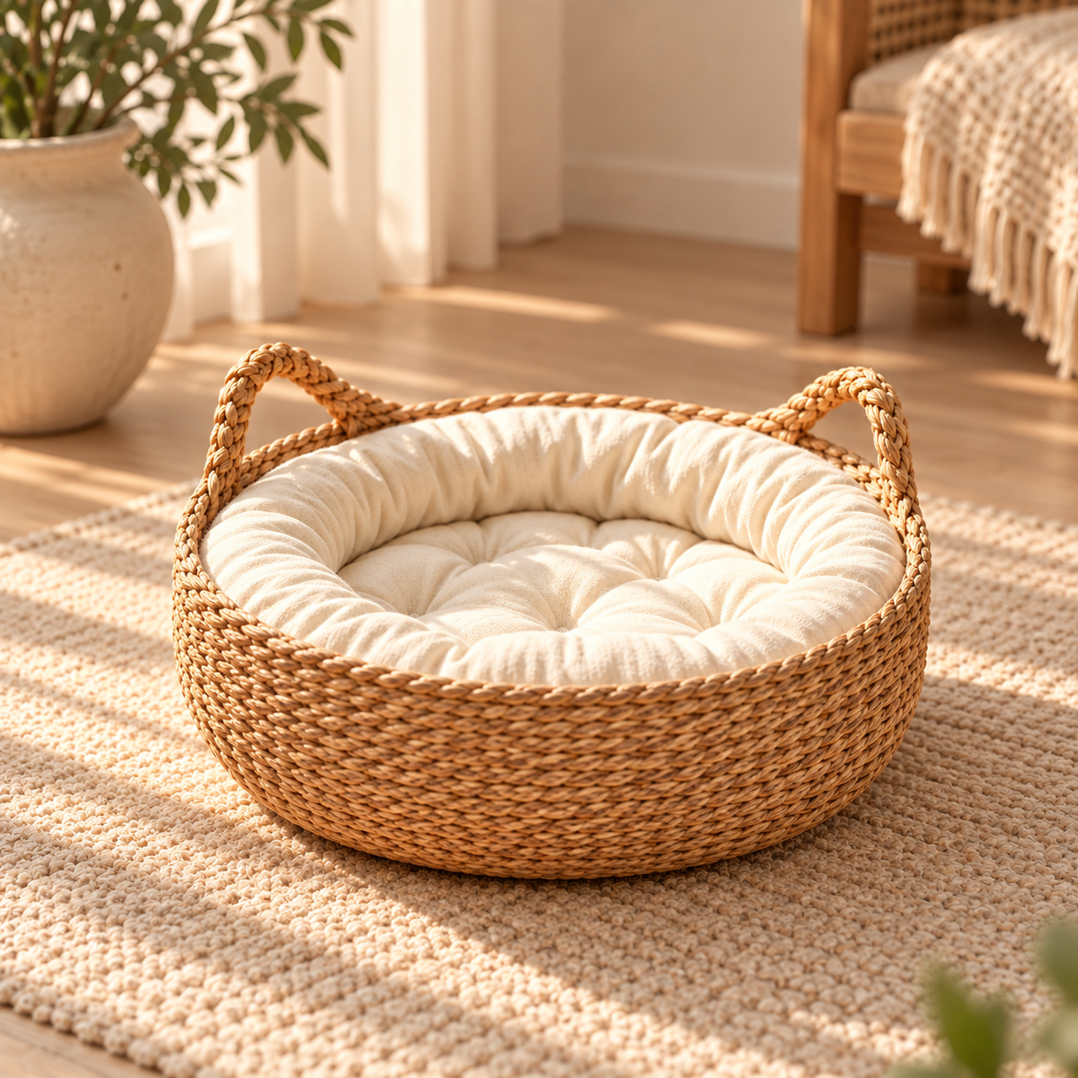 Panier de repos tressé pour chat MIAOU COSY