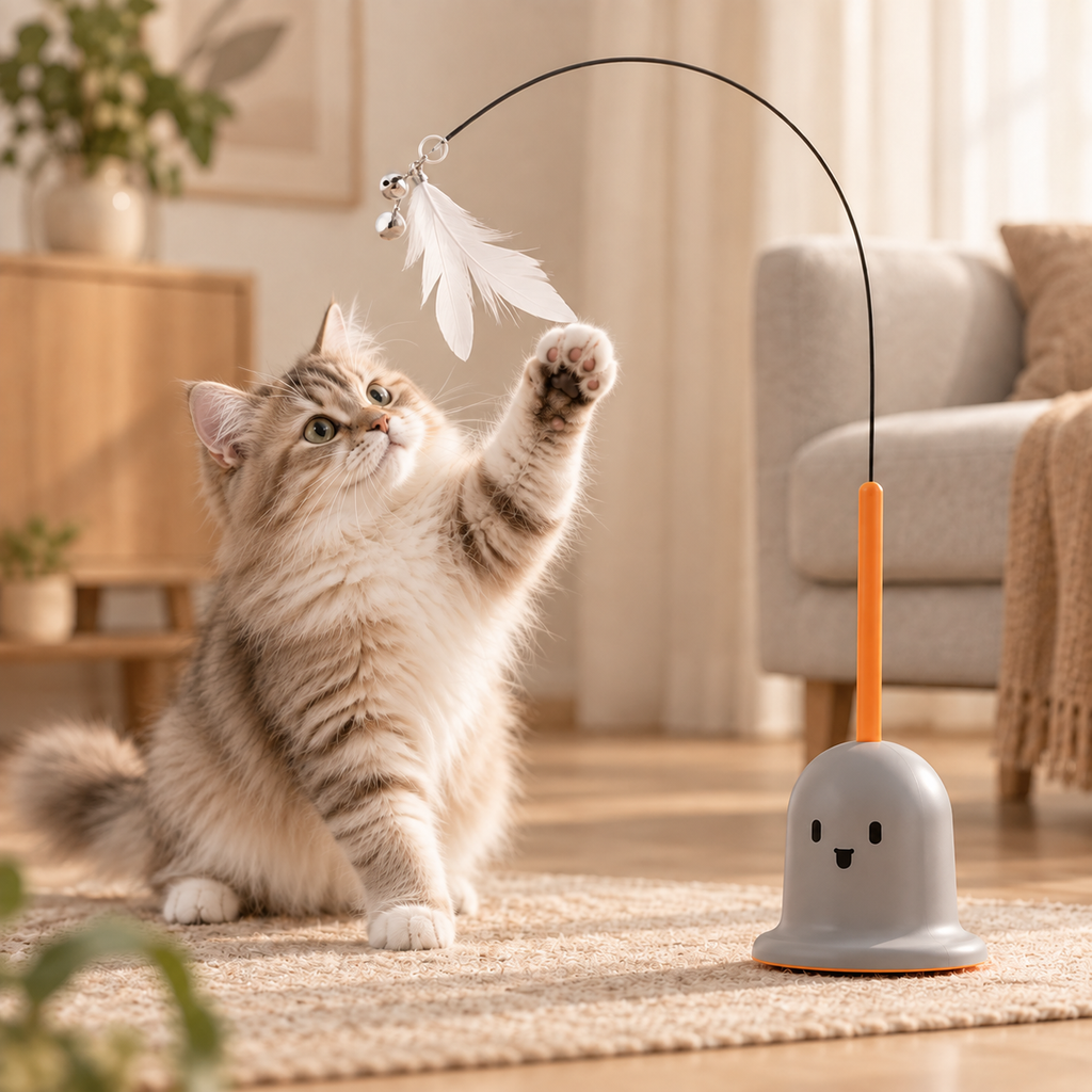Jouet interactif à plume pour stimuler le chat