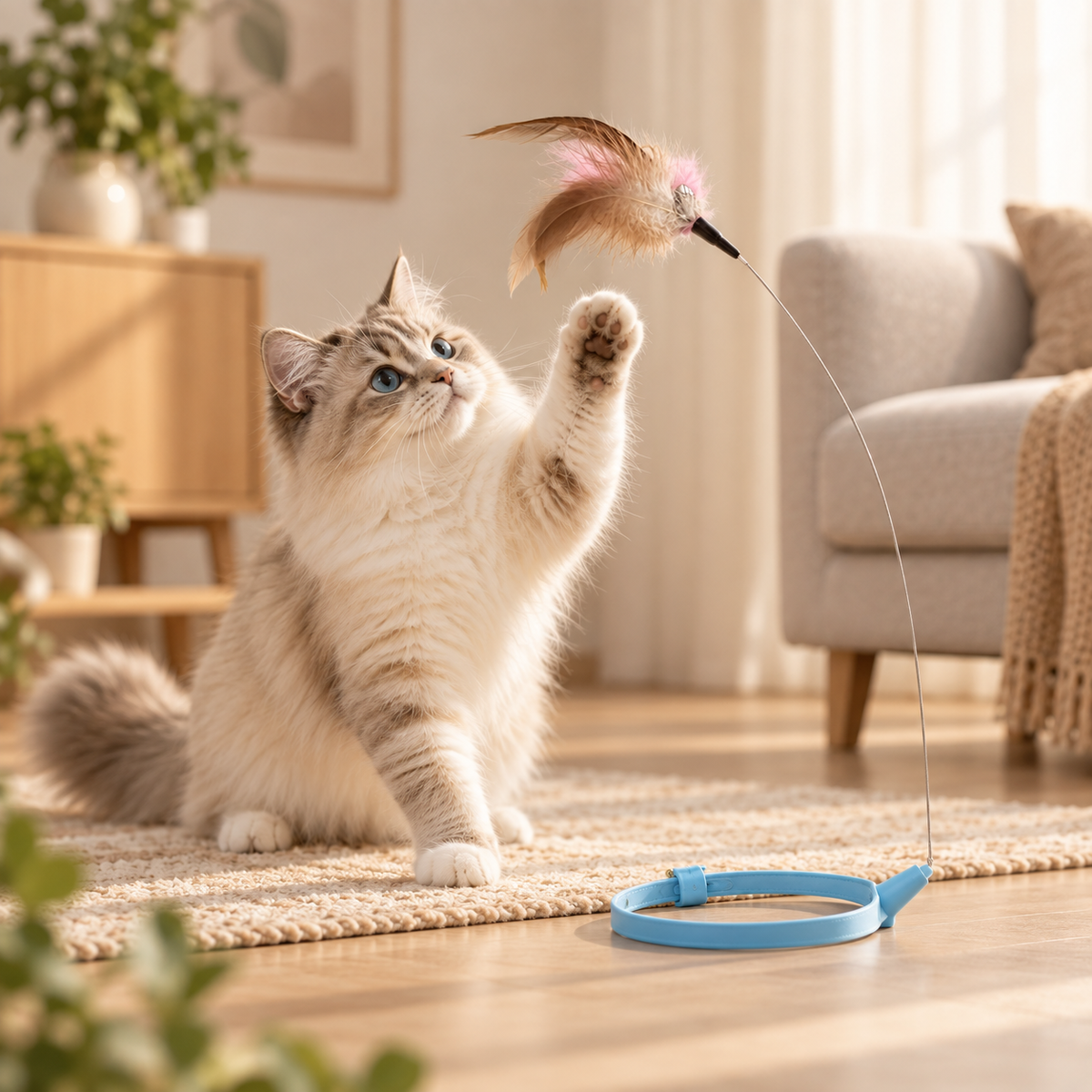 Jouet stimulant à plume pour chat MIAOU COSY