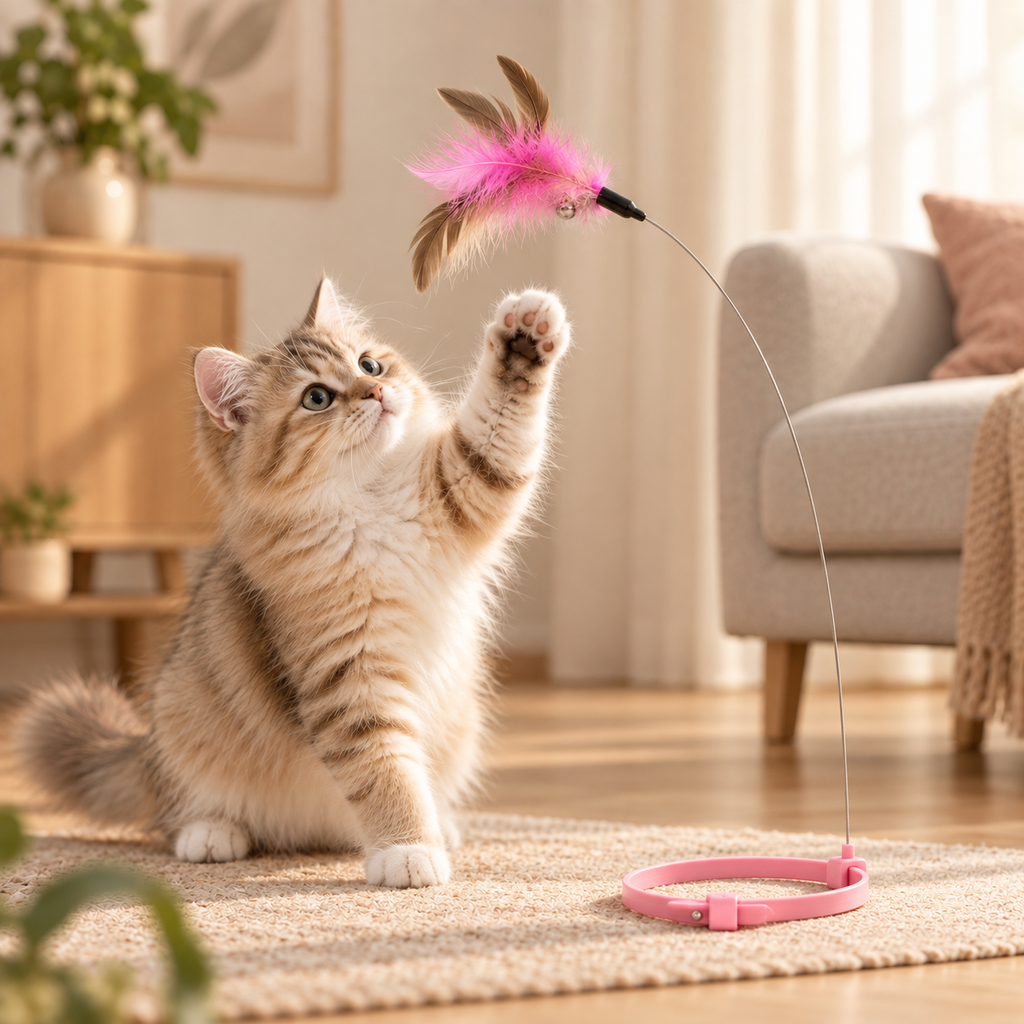Jouet à plume interactif pour chat - détail